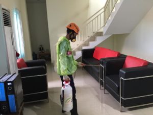 PENYEMPROTAN KEMBALI DISINFEKTAN DISELURUH RUANGAN KANTOR BNNP SULTENG