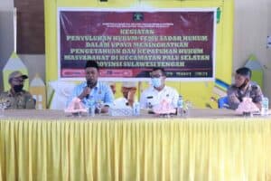 BNNP SULTENG DAN KANWIL KEMENKUMHAM PROVINSI SULTENG BERSINERGI BERIKAN SOSIALISASI BAHAYA NARKOBA DI KECAMATAN PALU SELATAN